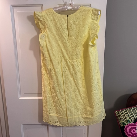 Yellow eyelet mini dress with pockets and shorts underneath and it’s lined. - Picture 4 of 4